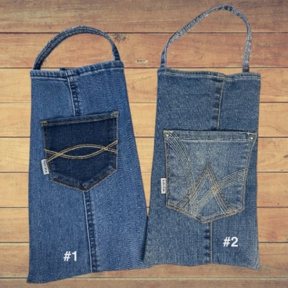 Repurposed Denim Wine Bags